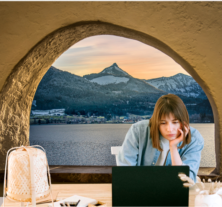 θέα στη λίμνη τοιχογραφία της λίμνης - TenStickers