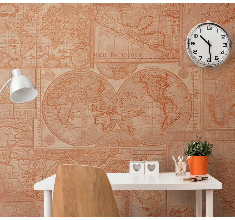 Vintage φυσική τοιχογραφία γραφείου οικιακού χάρτη - TenStickers