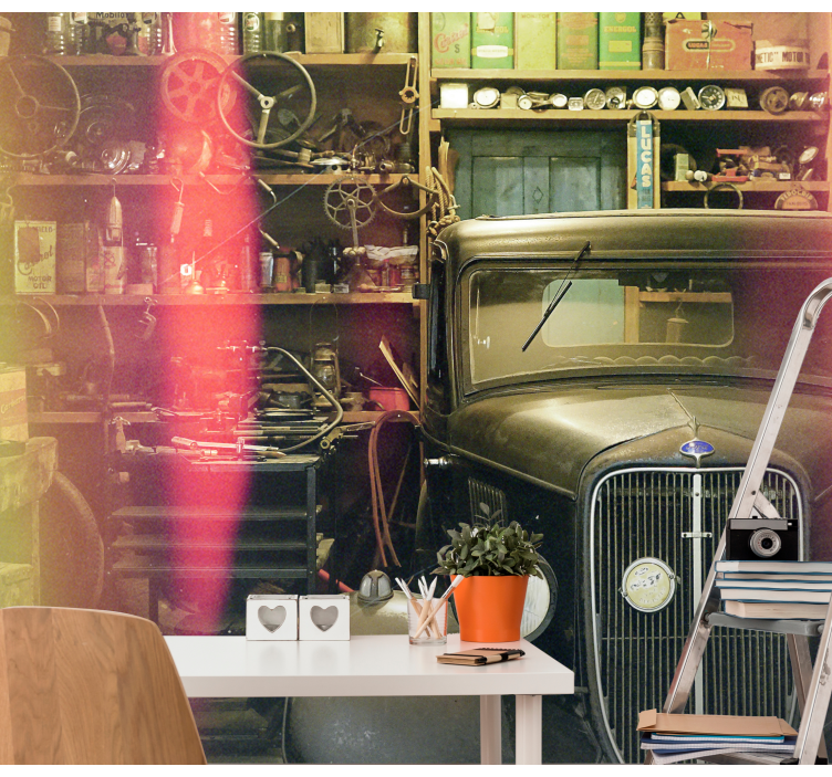 Vintage όχημα σε τοιχογραφία αυτοκινήτου γκαράζ - TenStickers