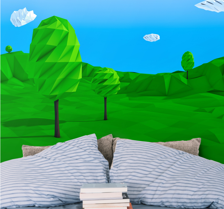 Φωτοταπετσαρία φύσης Γεωμετρικό Πράσινο Τοπίο - TenStickers