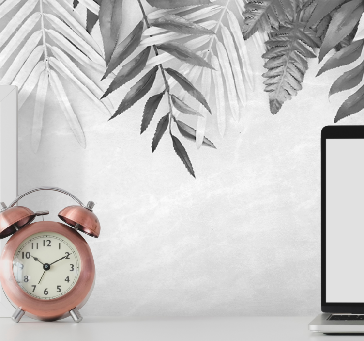 Φωτοταπετσαρία φύσης Μονοχρωματικά σχέδια φύλλων - TenStickers