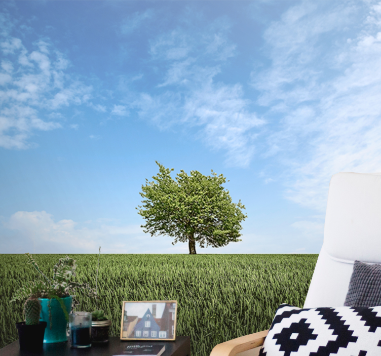 Φωτοταπετσαρία φύσης Τοπίο Μοναχικού Δέντρου - TenStickers