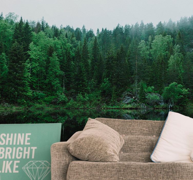 Φωτοταπετσαρία φύσης ήρερη αντανάκλαση δάσους - TenStickers