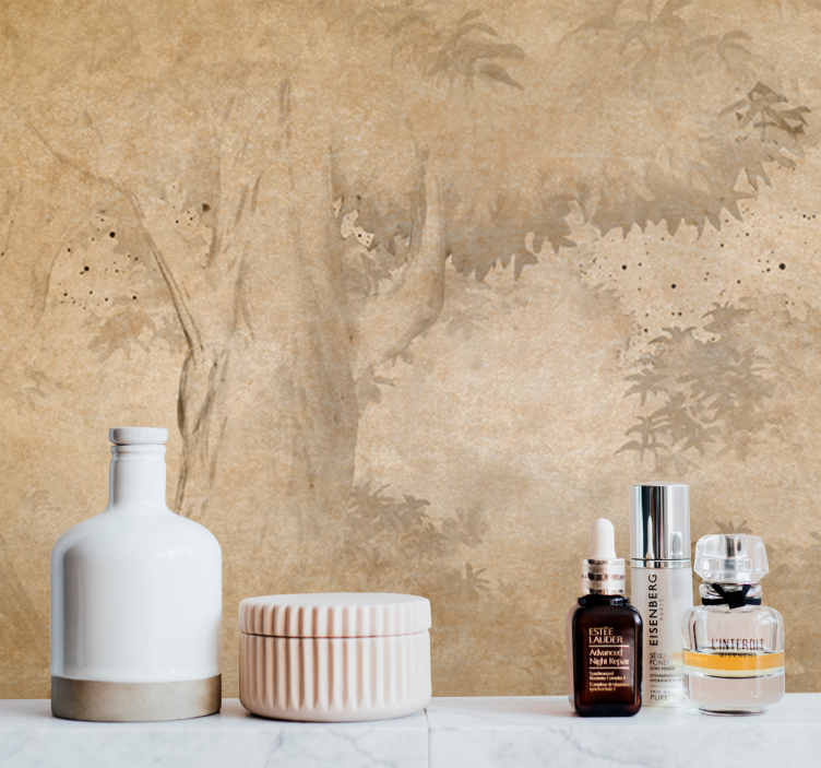 Φωτοταπετσαρία φύσης Φόντο σιλουέτας δέντρου - TenStickers