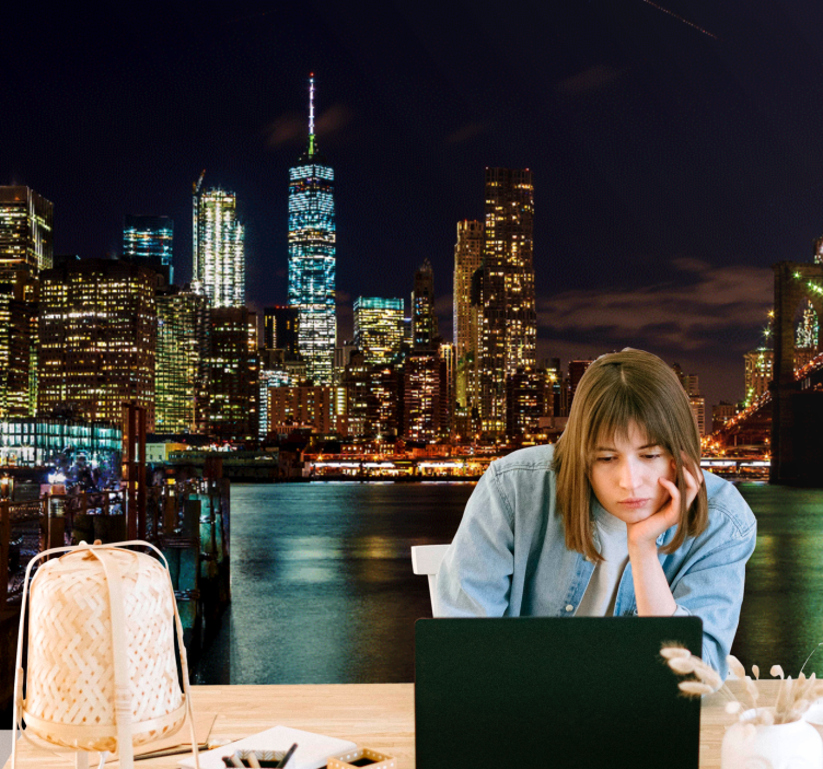 Φωτοταπετσαρία Νέα Υόρκη Νυχτερινό Τοπίο Μανχάταν - TenStickers