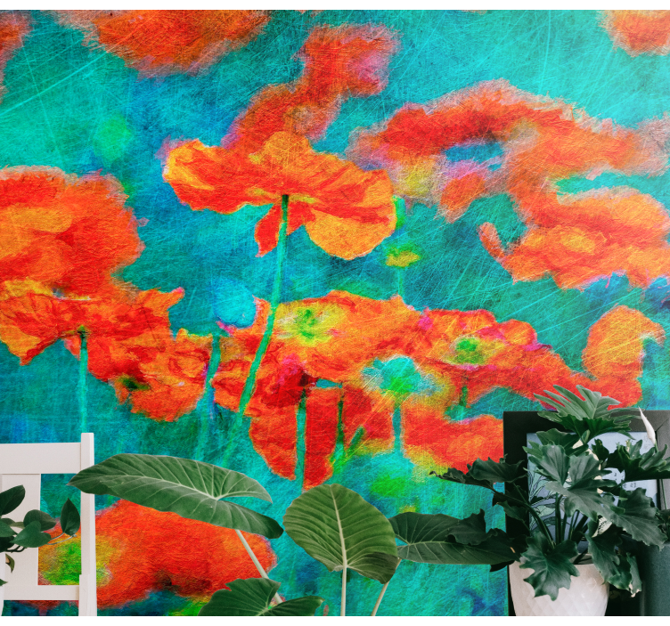 ακουαρέλα παπαρούνες τοιχογραφία παπαρούνας - TenStickers