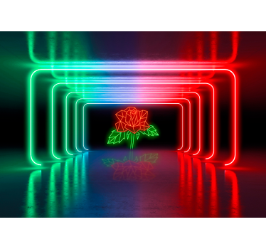 ταπετσαρία τοιχογραφίας neon rose 3d - TenStickers