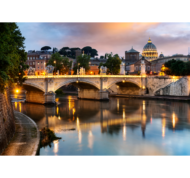 όψη της Ρώμης από το tevere photomural - TenStickers