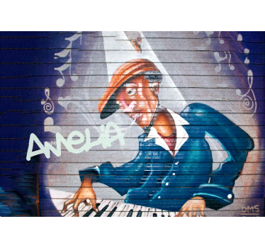 Φωτοταπετσαρία αστικής τέχνης μουσικός με καπέλο - TenStickers
