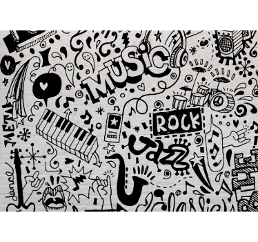 μουσική τοιχογραφία μουσική doodle - TenStickers