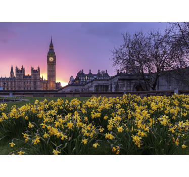 Big ben με τοιχογραφία στον ορίζοντα του Λονδίνου - TenStickers