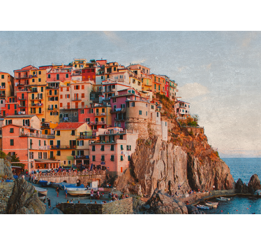 οι γκρεμοί της τοιχογραφίας του σαλονιού cinque terre - TenStickers