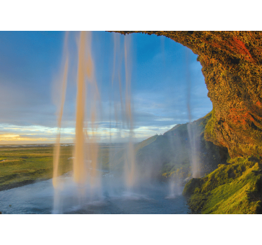 Φωτοταπετσαρία βουνού με θέα στην επιβλητική καταρράκτη - TenStickers