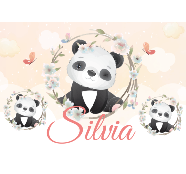 χαριτωμένα ζώα panda με τοιχογραφίες τοίχου για παιδιά - TenStickers