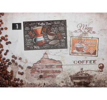 Τρισδιάστατη vintage τοιχογραφία με θέμα industrial cafe & food - TenStickers
