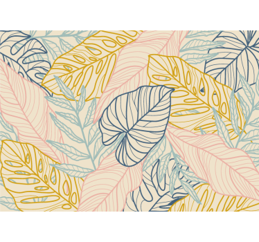 Το παστέλ monstera αφήνει τοιχογραφία φύσης - TenStickers