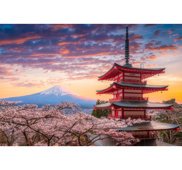 βουνό fuji και τοιχογραφία για ιαπωνικά κτίρια - TenStickers