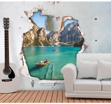 σπασμένο τοίχο trompe l'oeil εφέ με πέτρινες τοιχογραφίες - TenStickers