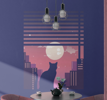 τοιχογραφία σαλόνι cat night city logo - TenStickers