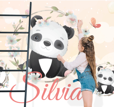 χαριτωμένα ζώα panda με τοιχογραφίες τοίχου για παιδιά - TenStickers