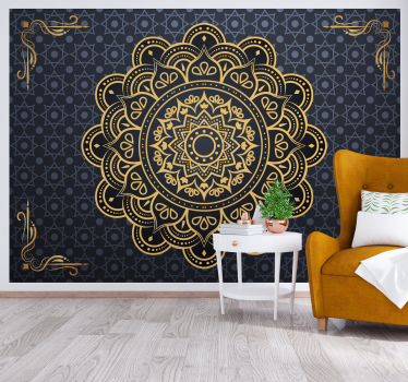 χρυσή τοιχογραφία mandala zen - TenStickers