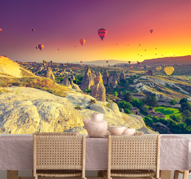 αερόστατα θερμού αέρα που πετούν πάνω από τοιχογραφίες παιδιών κα - TenStickers