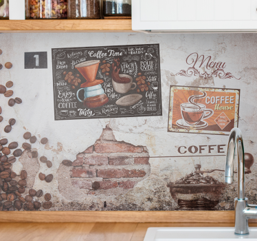 Τρισδιάστατη vintage τοιχογραφία με θέμα industrial cafe & food - TenStickers