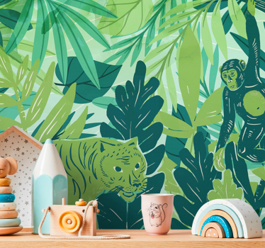 Τρισδιάστατη ζούγκλα Τροπική Περιπέτεια Ζώων - TenStickers