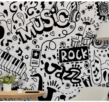 μουσική τοιχογραφία μουσική doodle - TenStickers