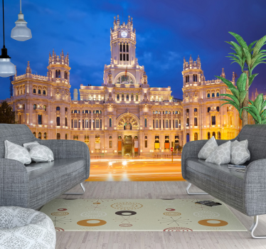 ταπετσαρία φωτογραφιών σαλόνι palacio cibeles at night - TenStickers