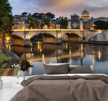 όψη της Ρώμης από το tevere photomural - TenStickers