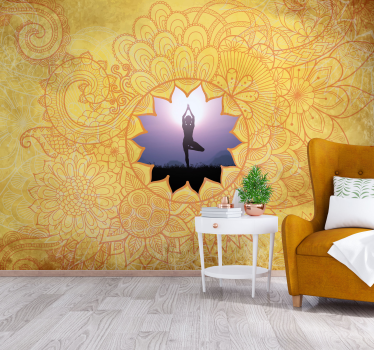 ταπετσαρία φωτογραφιών κίτρινο γιόγκα mandala zen - TenStickers
