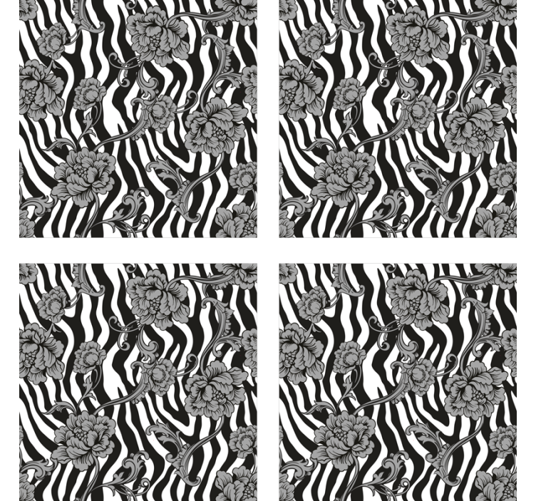 ζέβρα εκτύπωση και διακοσμητικά λουλούδια - TenStickers