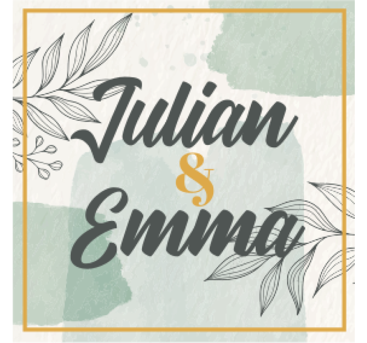 Σουβέρ γάμος εξατομικευμένο σχέδιο ονόματος - TenStickers