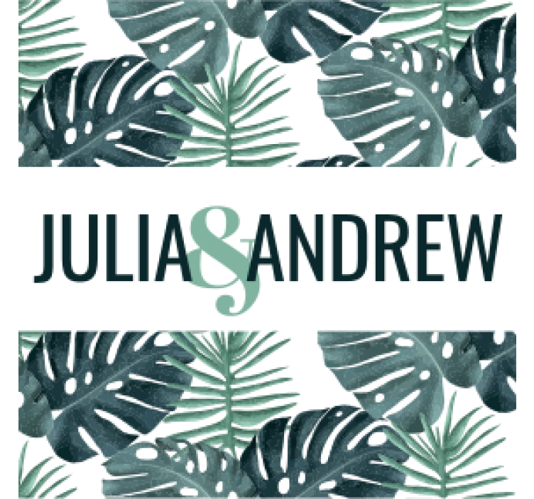 με φύλλα και ονόματα κόστερ γάμου - TenStickers