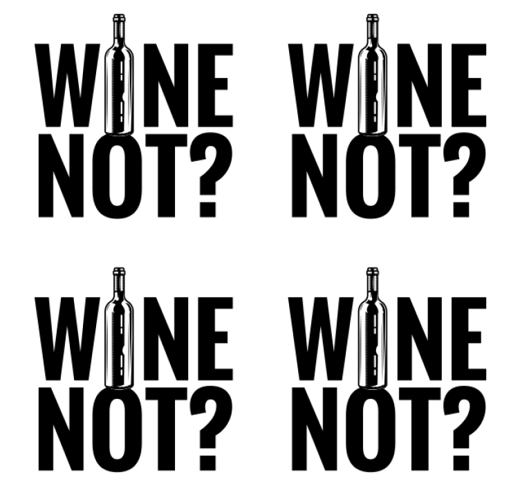 κρασί και όχι μπουκάλι σουβέρ κειμένου - TenStickers