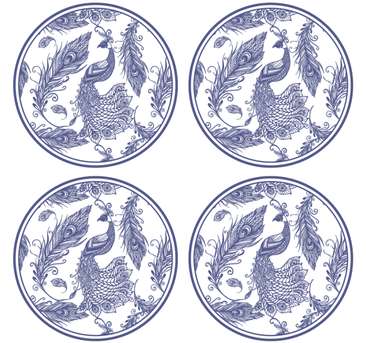 κουβέρτες πλακιδίων παγώνι delftware - TenStickers