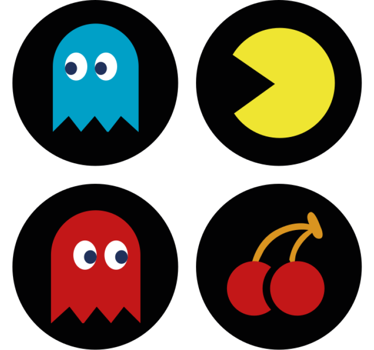 Pac man game set geek σουβέρ - TenStickers