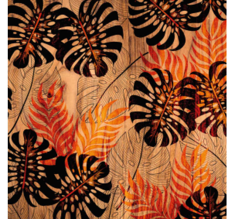 τροπικά φυτά ξύλινο σκάφος υφής - TenStickers