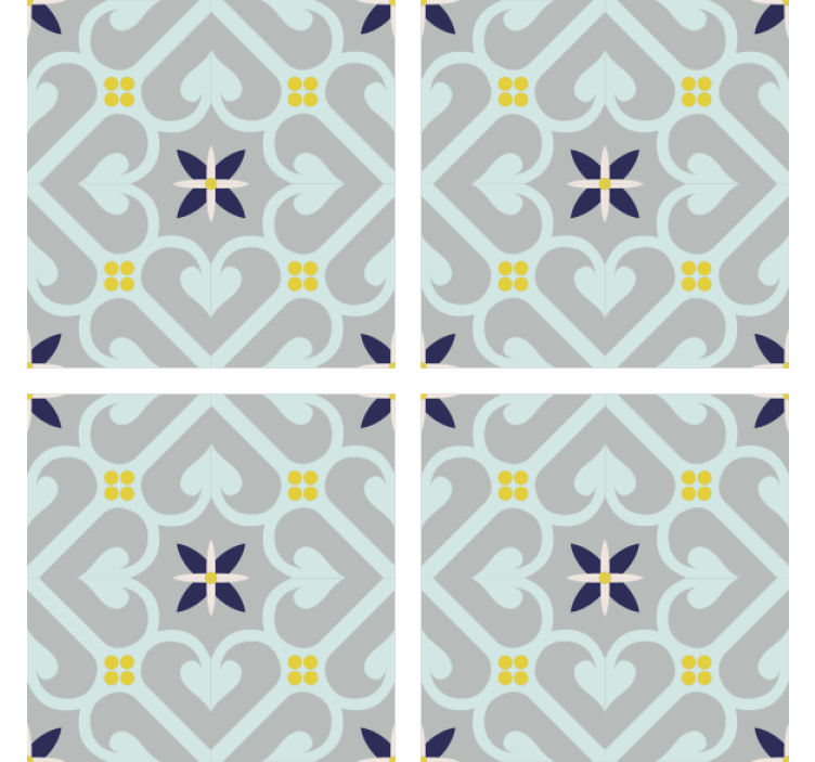 γκρι floral σουβέρ με πλακάκια - TenStickers