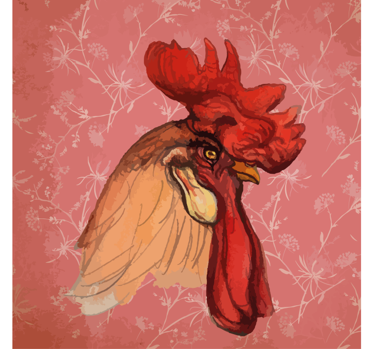 καφέ κόκορας λευκά λουλούδια vintage coaster - TenStickers