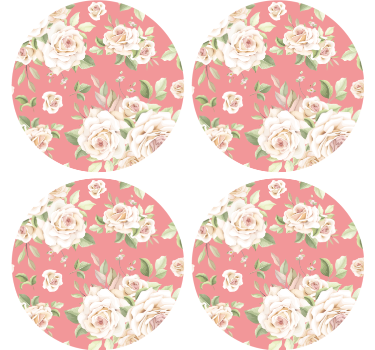 Vintage ροζ τριαντάφυλλα πάνω από το λευκό μοντέρνο τουρνουά - TenStickers