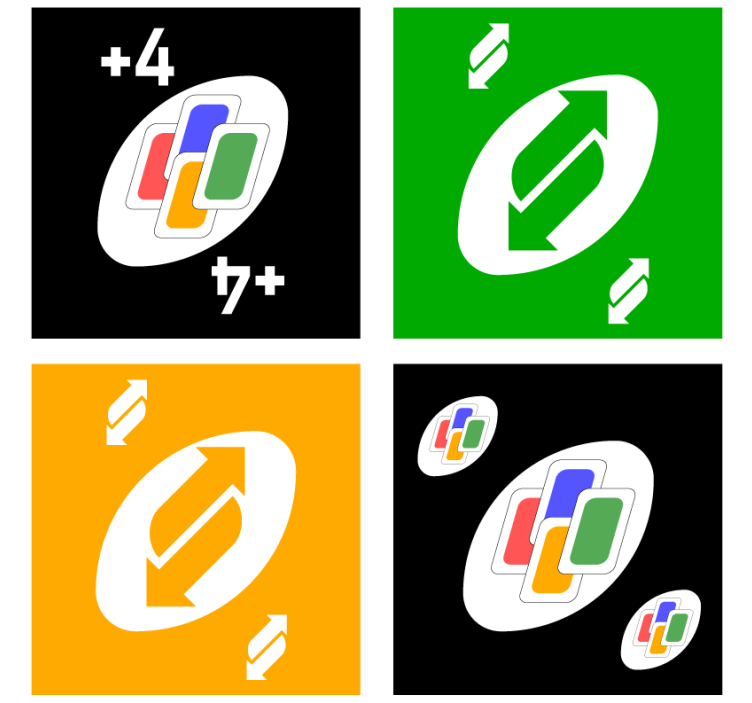 Οι χρωματικές κάρτες uno σχεδιάζουν geek coasters - TenStickers