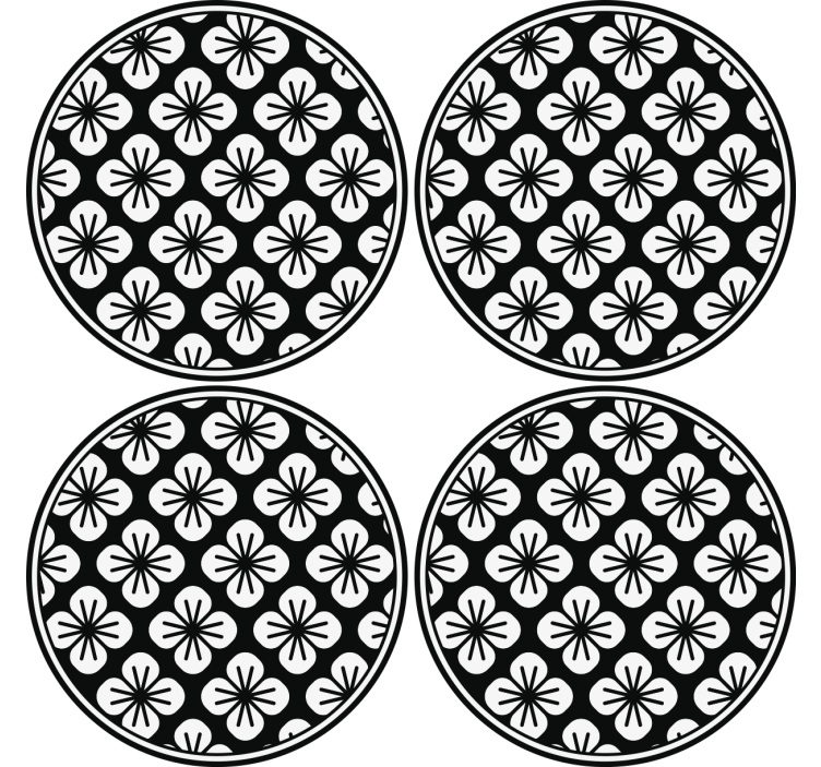 ασπρόμαυρο τριαντάφυλλο σχεδιασμός vintage coaster - TenStickers