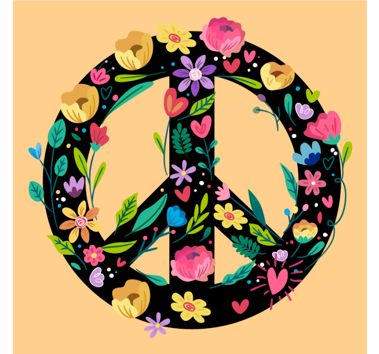 μαύρο σύμβολο ειρήνης vintage coaster - TenStickers