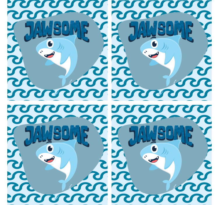 Σουβέρ τέρας Καρτούν καρχαρίας με κύματα - TenStickers