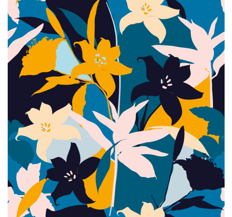 κρίνα σε μπλε φόντο μοτίβο σουβέρ - TenStickers