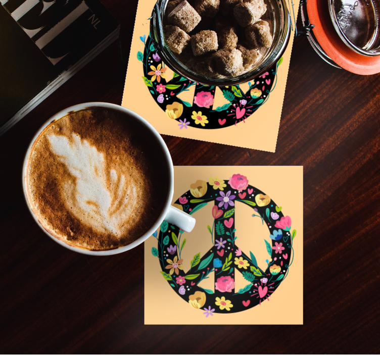 μαύρο σύμβολο ειρήνης vintage coaster - TenStickers