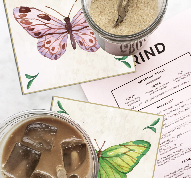 πεταλούδες πλακάκια πεταλούδα κόστερ - TenStickers