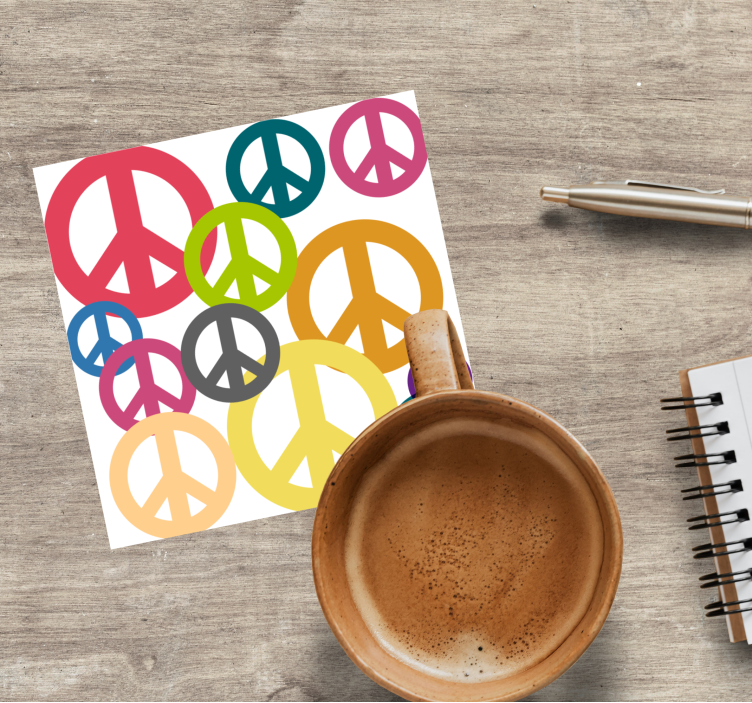 πολύχρωμα σύμβολα ειρήνης μοτίβο vintage coaster - TenStickers